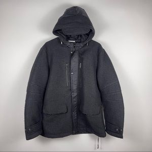 Calvin Klein Premium Wool Blend Jacket with Hoodie and Pockets Large